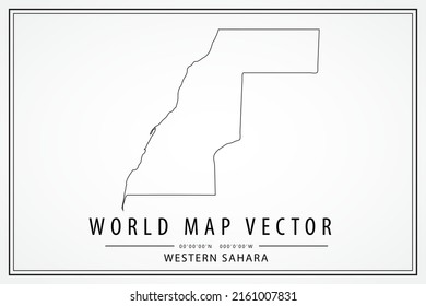 Western Sahara Map - World Map International vector template with High detailed thin black line and outline graphic sketch style isolated on white background - Vector illustration eps 10