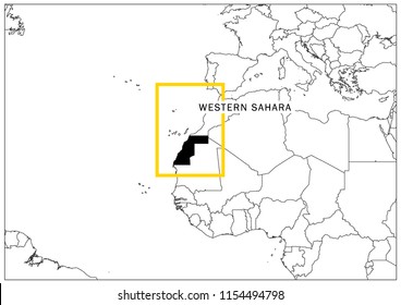 Western Sahara map yellow frame geography national 