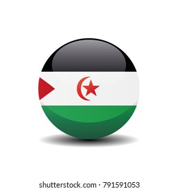 Western Sahara national circle button flag background texture. Vector illustration.