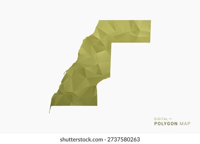 Western Sahara polygon map vector illustration in low poly geometric style, soft pastel colors with Olive green, clean silhouette on solid background, ideal for infographic.