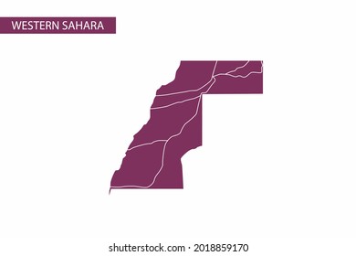 Western Sahara purple map detailed vector.