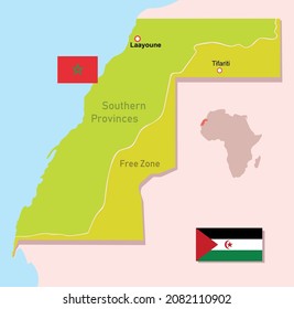 Western Sahara regions map. Vector illustration