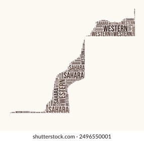 Western Sahara regions word cloud. Country logo design. Regions typography style vector image. Western Sahara colored text cloud. Beautiful vector illustration.