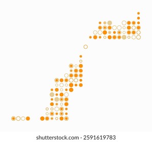 Western Sahara, shape of the country build of colored cells. Digital style map of the Western Sahara on white background. Large size circle blocks. Abstract vector illustration.