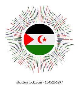 Western Sahara Sign. Country Flag With Colorful Rays. Radiant Sunburst With Western Sahara Flag. Vector Illustration.