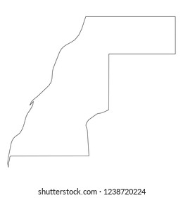 Western Sahara - solid black outline border map of country area. Simple flat vector illustration.