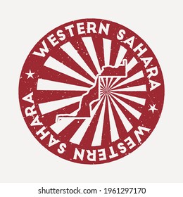 Western Sahara stamp. Travel red rubber stamp with the map of the country, vector illustration. Can be used as insignia, logotype, label, sticker, or badge of the Western Sahara.