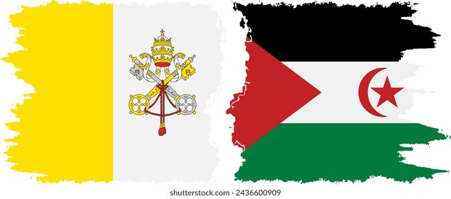 Western Sahara and Vatican grunge flags connection, vector