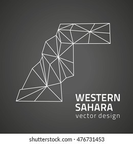 Western Sahara vector black contour map of Africa