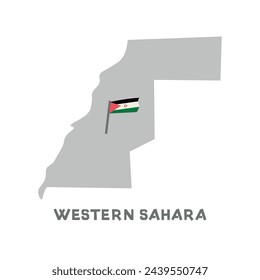 Western Sahara vector map with the flag inside. Map of the Western Sahara with the national flag isolated on white background. Vector illustration
