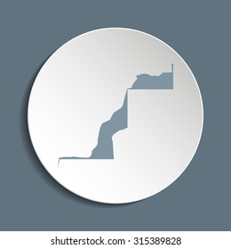 Western Sahara vector map on a paper circle. Cut out from white paper icon map of Western Sahara. Vector icon map of Western Sahara on dark background. Paper cut style country map. 