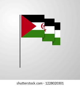 Western Sahara waving Flag creative background