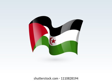 Western Sahara waving flag vector icon, national symbol. Flag of Western Sahara, fluttered in the wind - vector illustration isolated on white background.