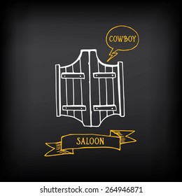 Western saloon door. Sketch vector design.