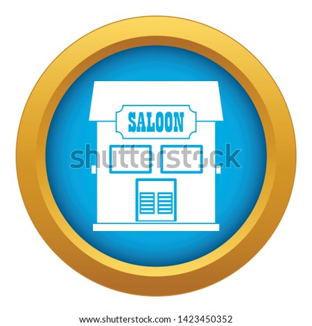 Western saloon icon blue vector isolated on white background for any design