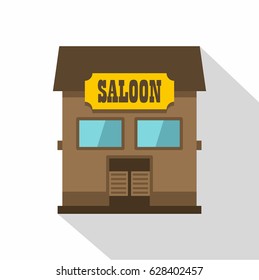 Western saloon icon. Flat illustration of western saloon vector icon for web on white background