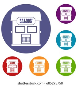 Western saloon icons set