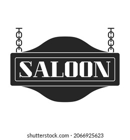 Western Saloon, Vektorsymbol.Schwarz, Vektorsymbol einzeln auf weißem Hintergrund, Western Salon.