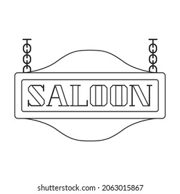 Icono del vector del salón occidental.Icono del vector contorno aislado en el salón occidental de fondo blanco.