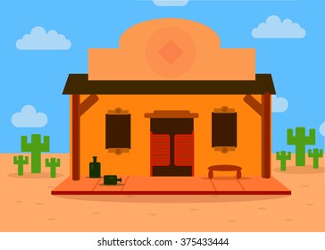Western Saloon vector illustration