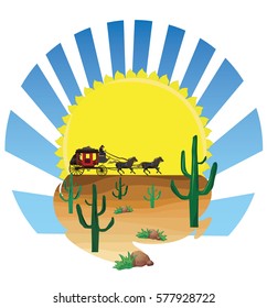 western scene with stagecoach wagon