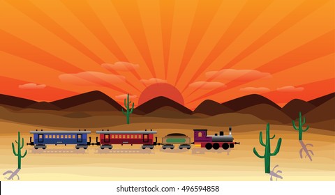 western scene with train