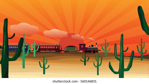 western scene with train