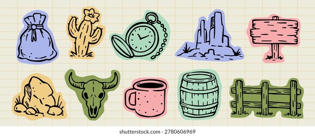 Western scrapbook doodle sticker