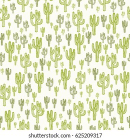 Seamless Pattern Cowboy Cactus