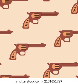 Western seamless pattern with cowboy guns. Vector background