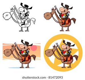 Western Sheriff On A Horse.Vector Collection