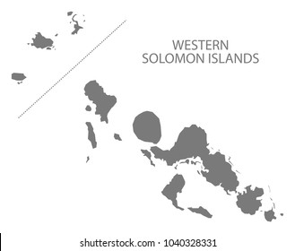 Western Solomon Islands map grey illustration shape