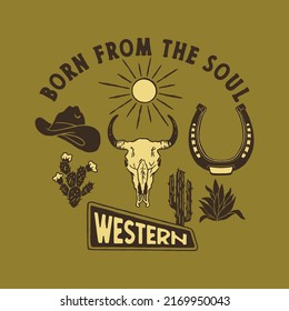 western soul illustration badge wild west icon emblem design vintage
