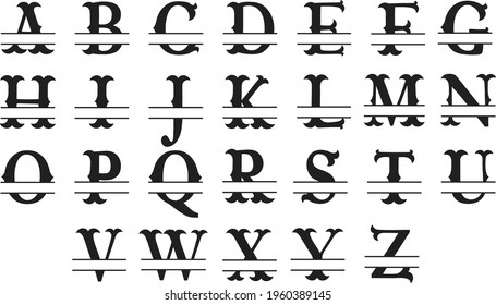 Western Split Monogram Alphabet 26 Split Letters