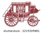 Western Stage Coach - hand drawn illustration