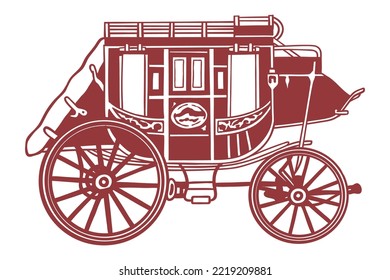 Western Stage Coach - hand drawn illustration