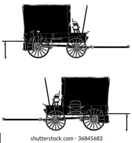 Western Stage Coach Wagon Vector 02