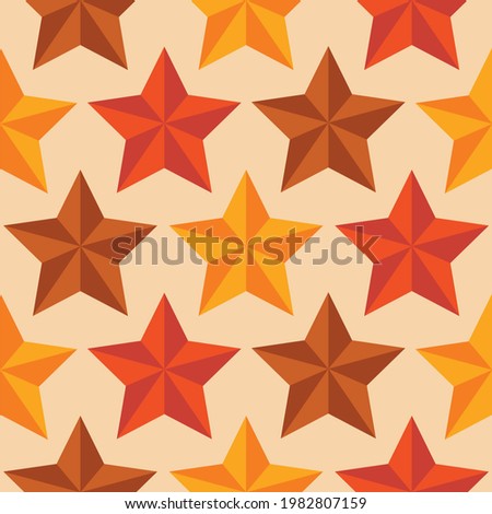 Western star seamless vector pattern. Gold, Brown, yellow and red repeating design. Rodeo, Texas, country, barn, vintage, wild west, cowboy, old, retro style decorative print. Textured background art.