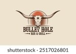 Western style bar and grill logo featuring a longhorn skull.