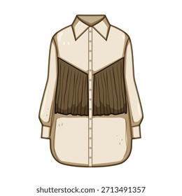 Western style button down shirt with classic collar, long sleeves and decorative chest pleats, evoking cowboy and country fashion in a vintage inspired casual garment design