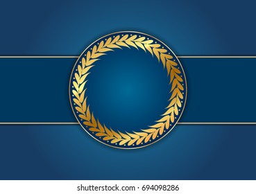 Western Style Card Template, Blue And Golden, Myrcia