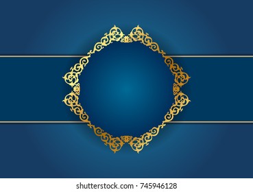 Western Style Card Template, Blue And Golden 
