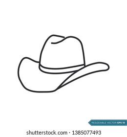 Western Style Cowboy Hat Icon Vector Template Flat Design