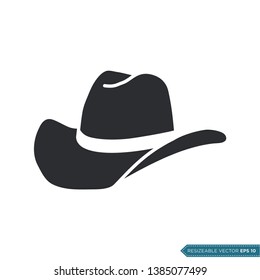 Western Style Cowboy Hat Icon Vector Template Flat Design Illustration Design