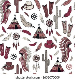 Western style elements seamless pattern background texture