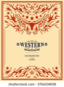 Western Style Label design, Rodeo post elements. 