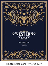 Western Style Label design, Rodeo post elements. 