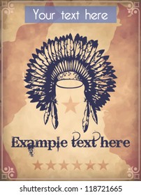 Western style poster with an Indian war bonnet/headdress