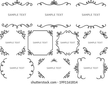  Western style thick line calligraphy decorative frame set (top, bottom, sides, square, corner decoration)