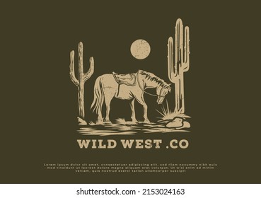 Western Texas Horse Illustration Logo Design